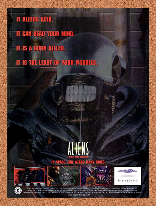 Aliens A Comic Book Adventure PC Original 1994 Vintage Ad - Video Game Promo