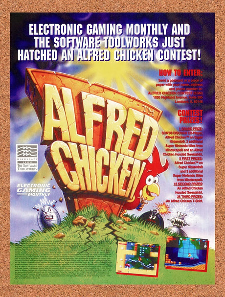 1994 Alfred Chicken Sweepstakes Original Advertisement / Retro Promo v3