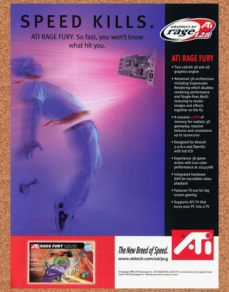 ATI Rage Fury 3D Graphics Original 2000 Ad Authentic Morbid Retro Tech Promo
