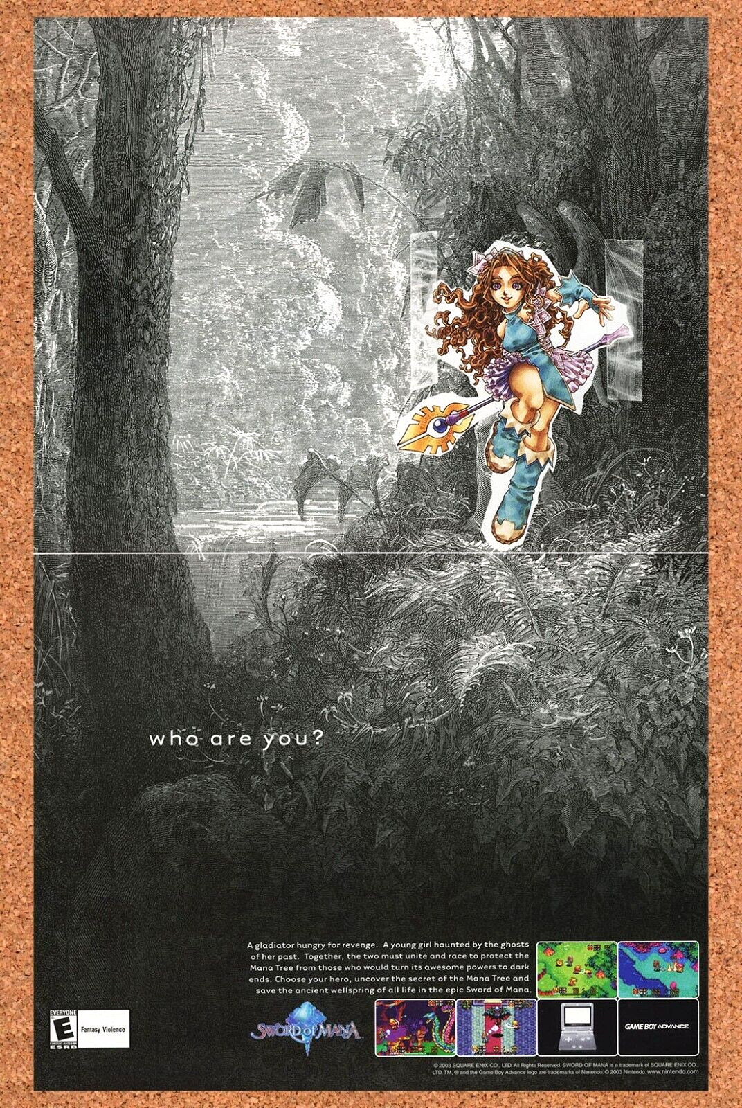 Sword Of Mana GBA Original 2002 Ad Authentic Squaresoft Video Game Art Promo