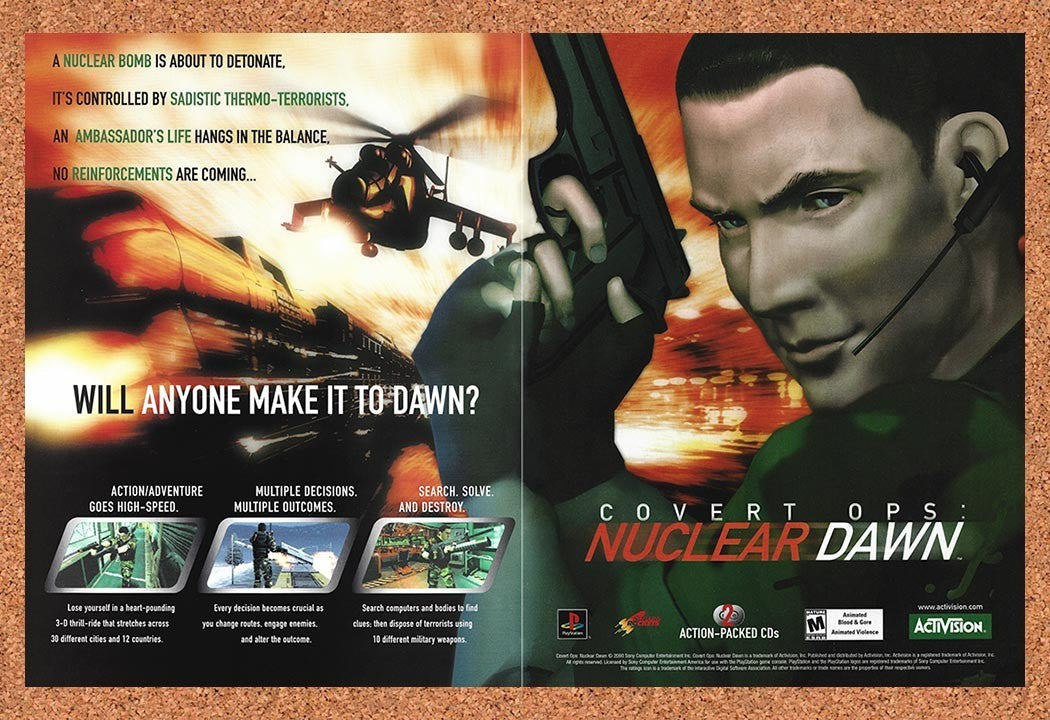 2000 Covert Ops Nuclear Dawn PS1 Original Advertisement / Retro Promo v1