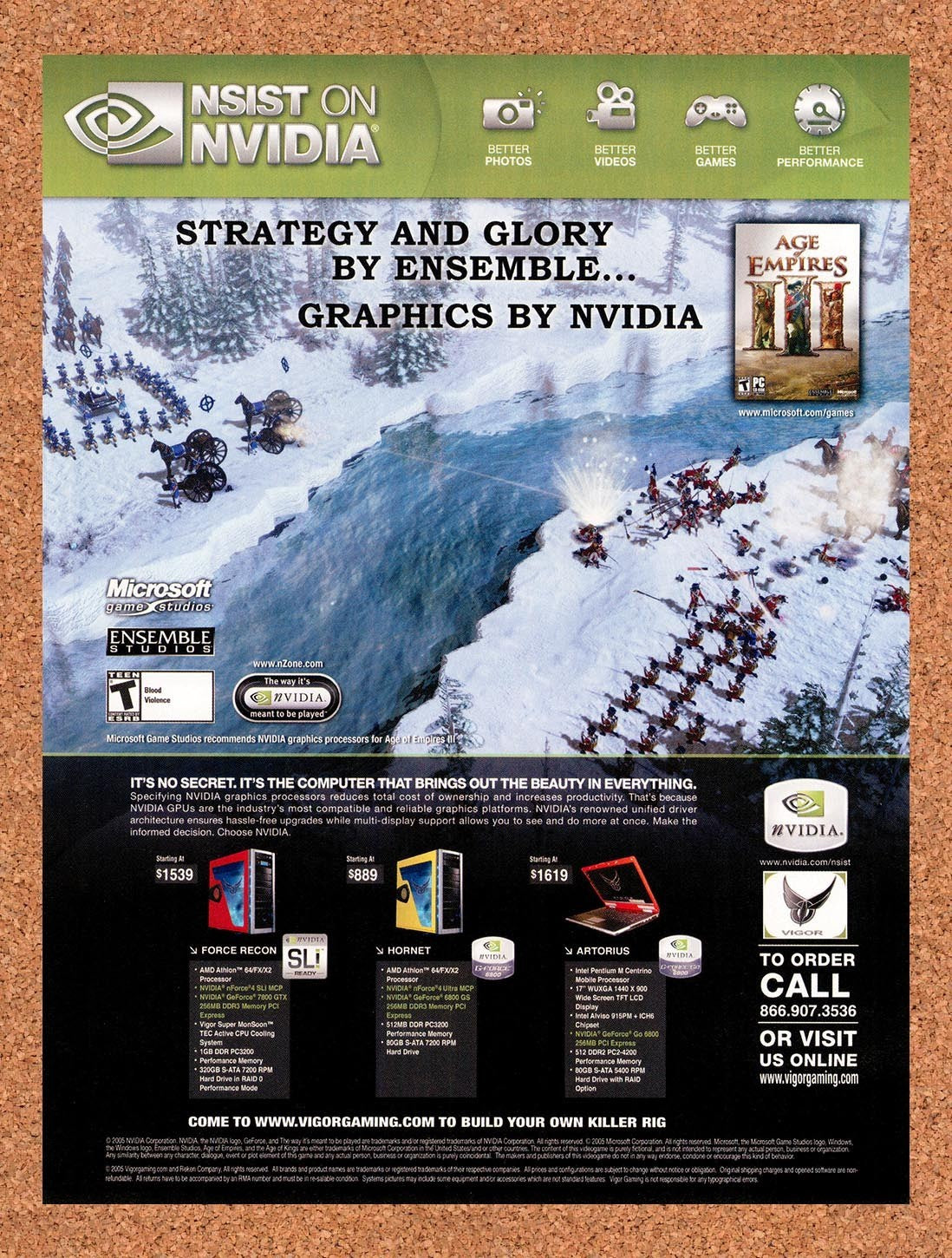 2006 Age Of Empires III Vigor Gaming Rigs nVidia Original Ad / Promo v2