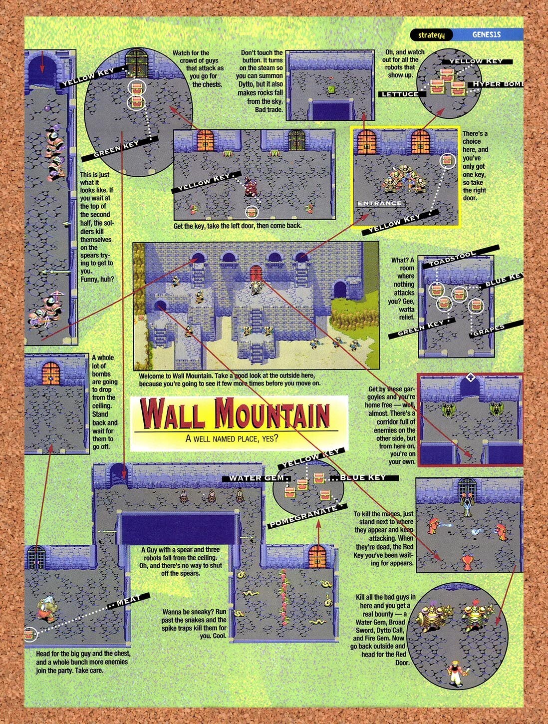 1995 Beyond Oasis Wall Mountain Map Original Advertisement / Retro Wall Art v4