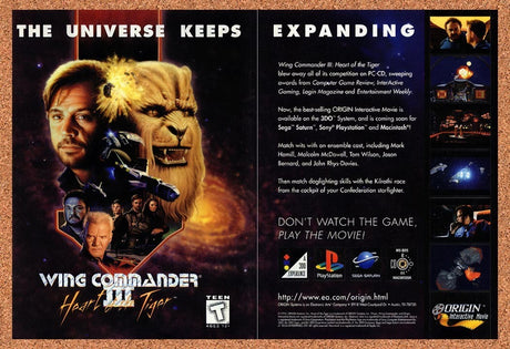 1995 Wing Commander III Heart Of The Tiger 3DO Original Advertisement / Promo v3