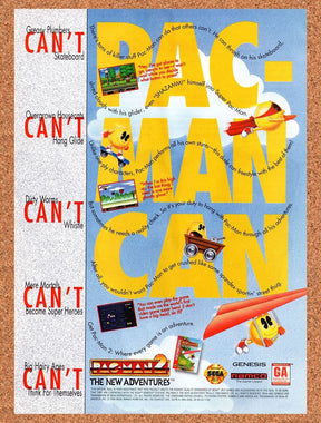 1995 Pac Man 2 Genesis Original Advertisement / Retro Wall Art v1
