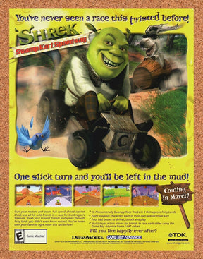 Shrek Swamp Kart Speed Way GBA Original 2002 Ad Authentic Video Game Art Promo