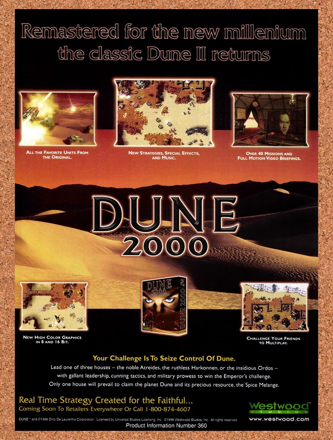 1998 Dune 2000 PC Original Advertisement / Retro Promo v4