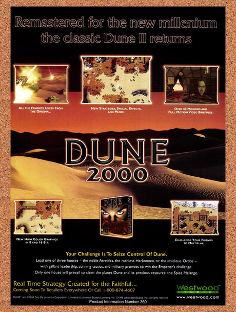 1998 Dune 2000 PC Original Advertisement / Retro Promo v4