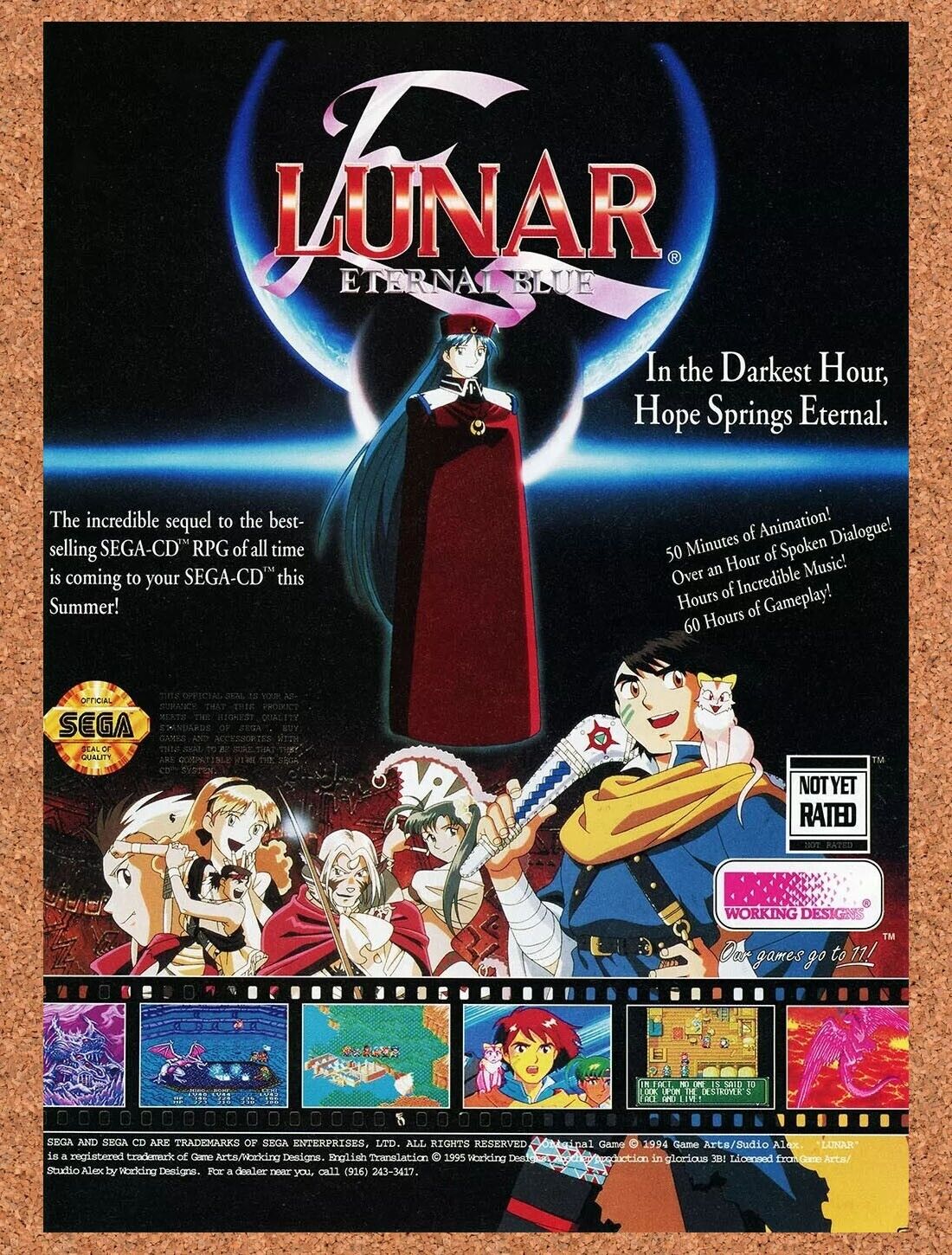 Lunar Eternal Blue Sega CD Original 1997 Ad Authentic RPG Video Game Promo