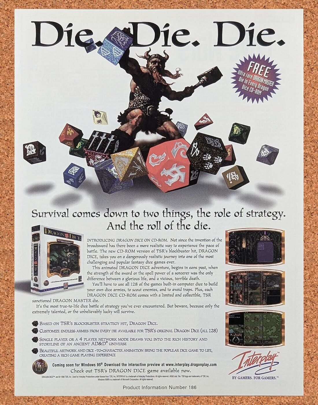 Dragon Dice PC Original 1999 Ad Authentic Dungeons And Dragons Video Game Promo