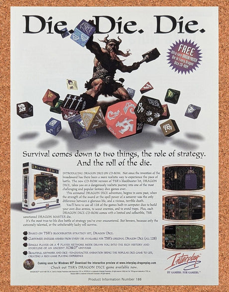 Dragon Dice PC Original 1999 Ad Authentic Dungeons And Dragons Video Game Promo