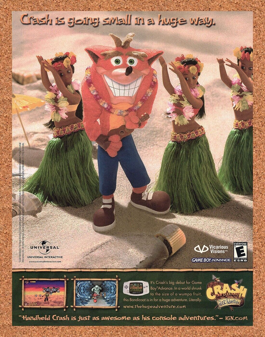 Crash Bandicoot Huge Adventure PS2 Original 2007 Ad Authentic Video Game Promo