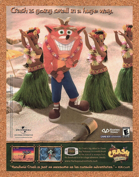 Crash Bandicoot Huge Adventure PS2 Original 2007 Ad Authentic Video Game Promo