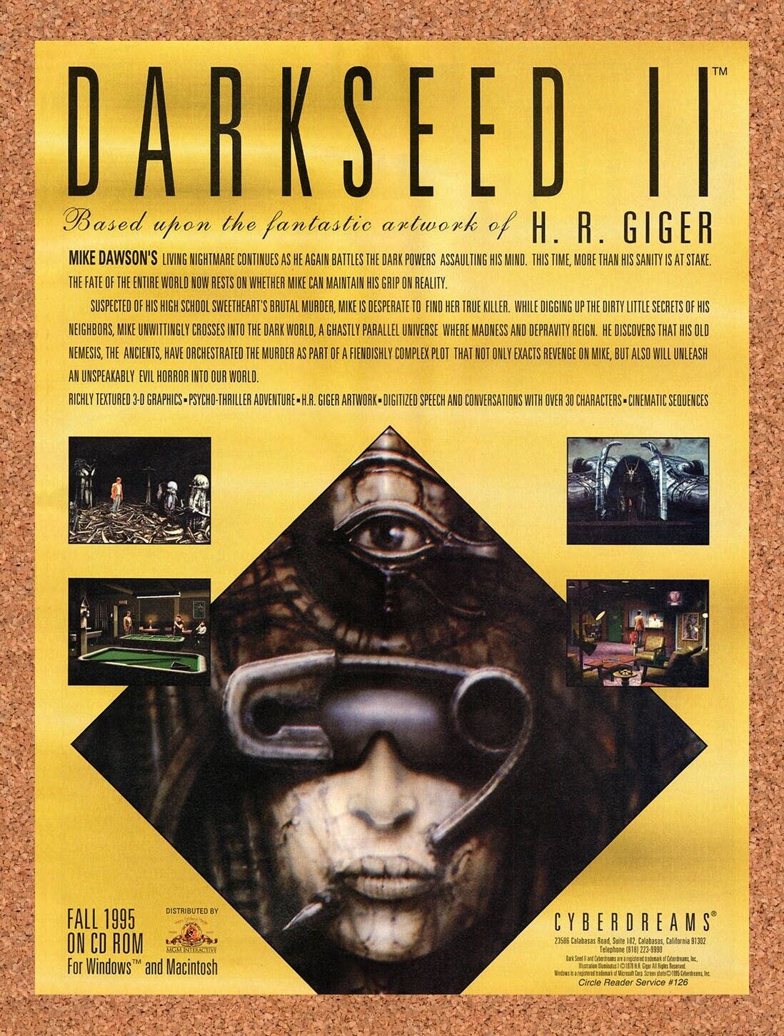 Darkseed II PC Original 1996 Vintage Ad - Horror Video Game Promo