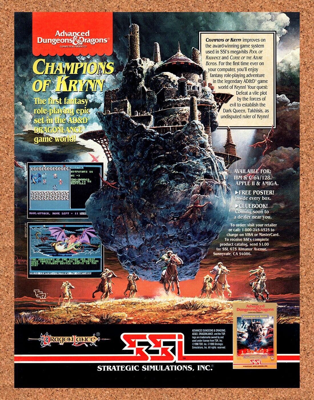 Advanced Dungeons & Dragons Champions Of Krynn Amiga Original 1989 Vintage Ad