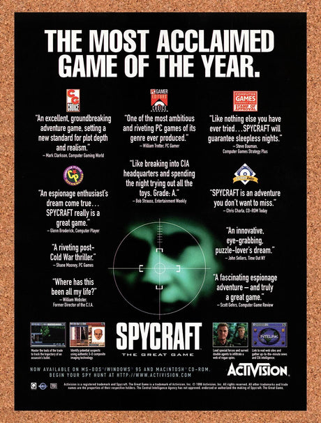 1996 Spycraft The Great Game PC Original Advertisement / Retro Wall Art v1