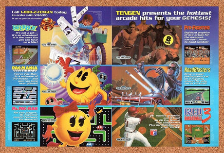 1991 Tengen Genesis Games Original Advertisement / Retro Wall Art v3