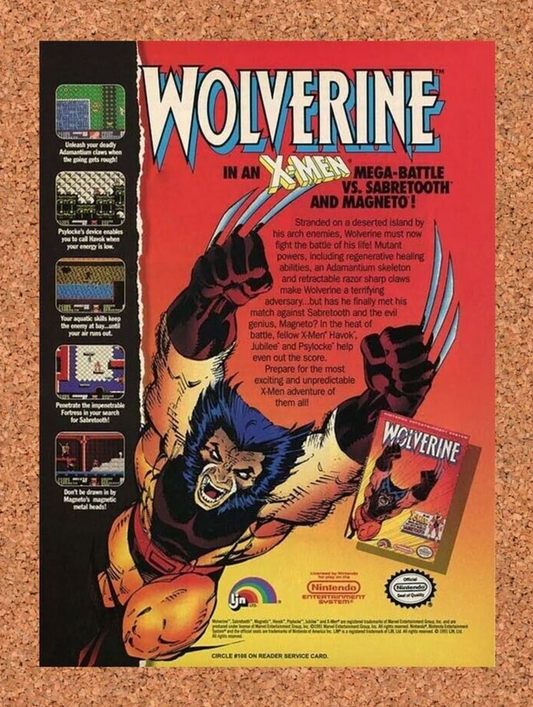 Wolverine NES Original 1991 Ad Print Authentic Nintendo Video Game Promo