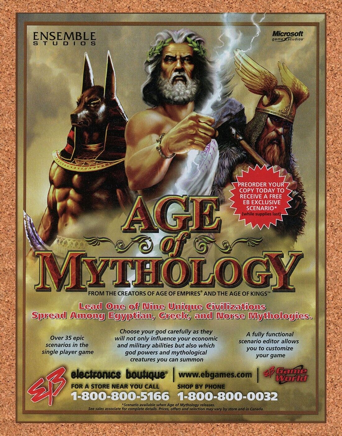Age Of Mythology PC Original 2003 Ad Authentic Electronics Boutique Game Promo