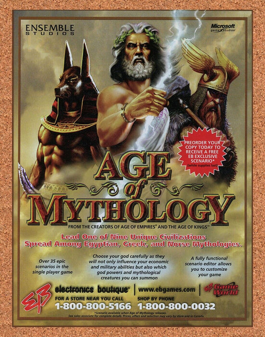 Age Of Mythology PC Original 2003 Ad Authentic Electronics Boutique Game Promo