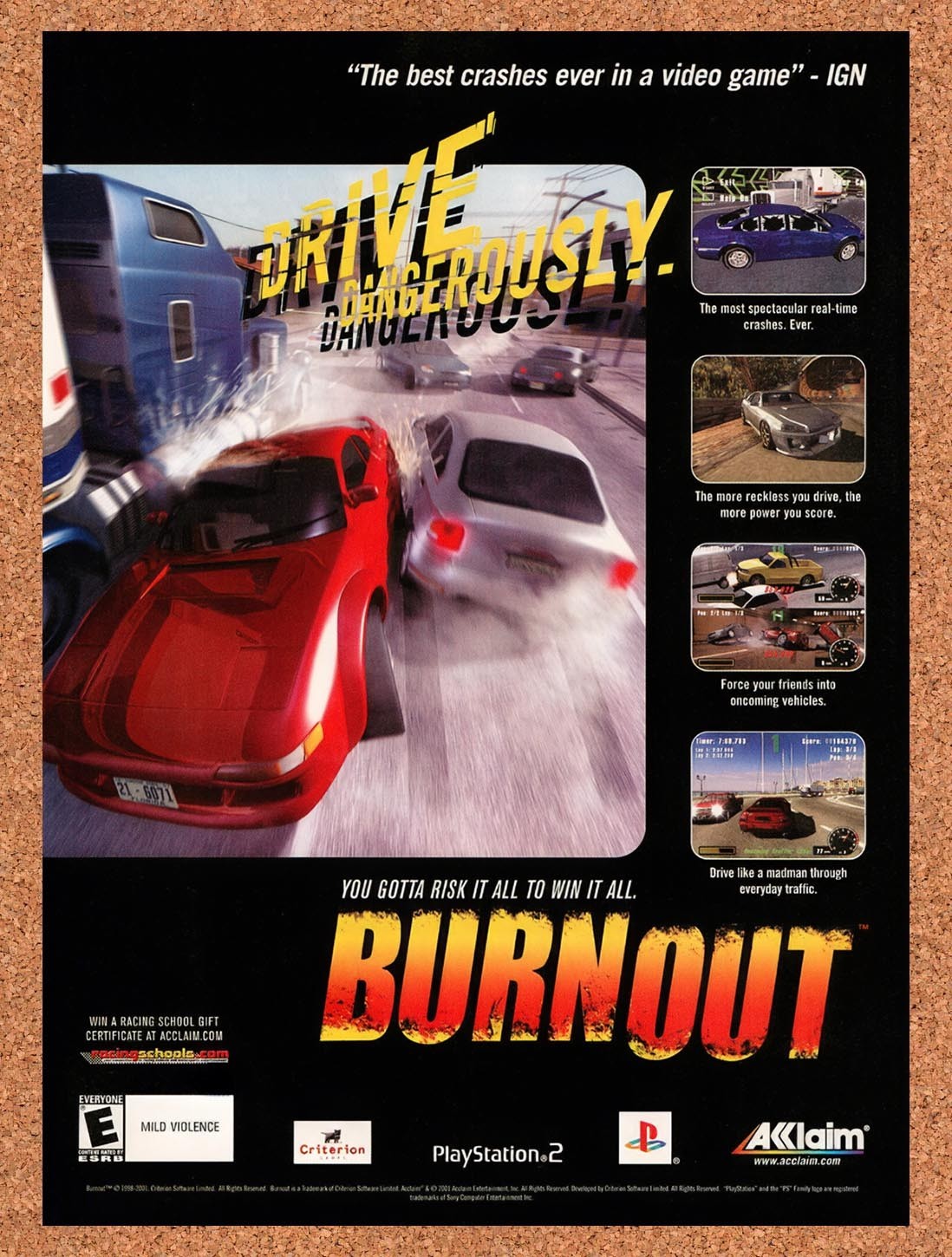 2001 Burnout PS2 Original Advertisement / Retro Promo v2