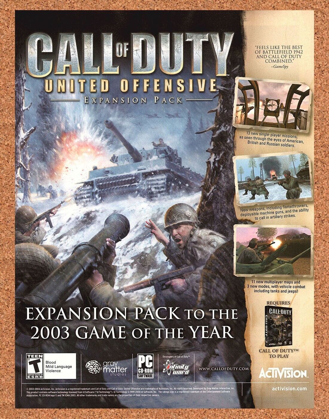 Original 2005 Call Of Duty United Offensive PC Vintage Ad - Video Game Promo