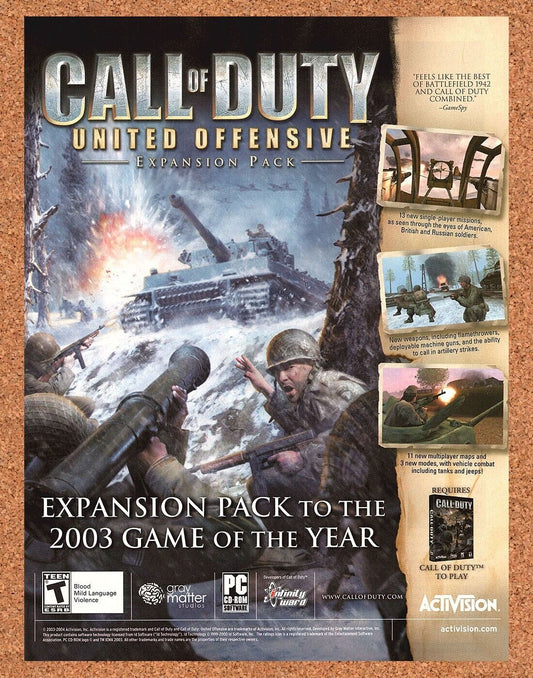 Original 2005 Call Of Duty United Offensive PC Vintage Ad - Video Game Promo