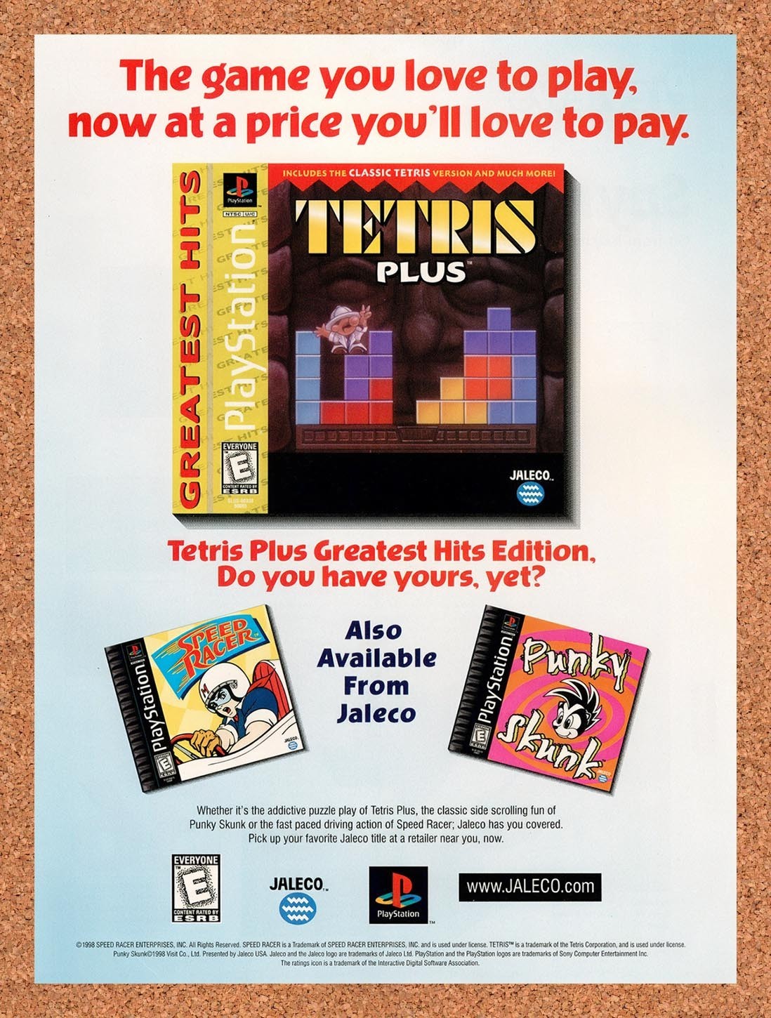 1998 Tetris Plus PS1 Original Advertisement / Retro Promo v2