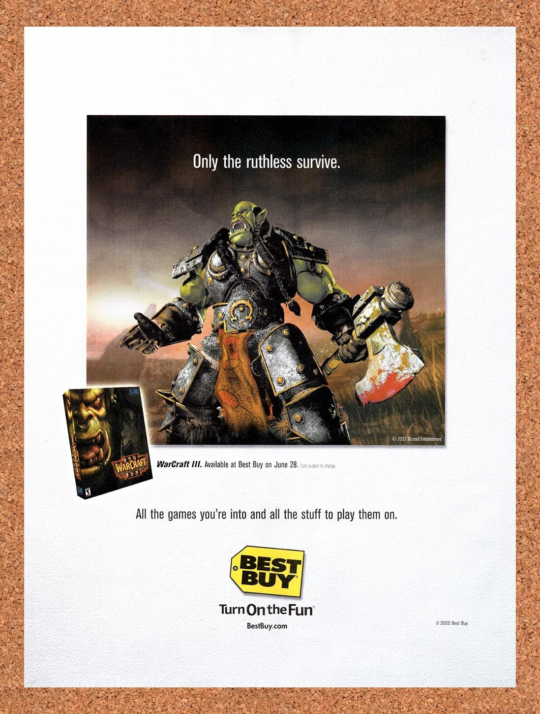 2002 WarCraft III Best Buy Original Advertisement / Retro Wall Art v11