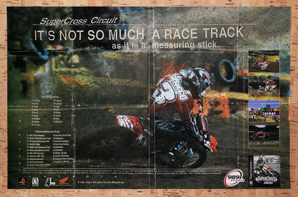 1999 Supercross Circuit PS1 Original Advertisement / Retro Wall Art v1