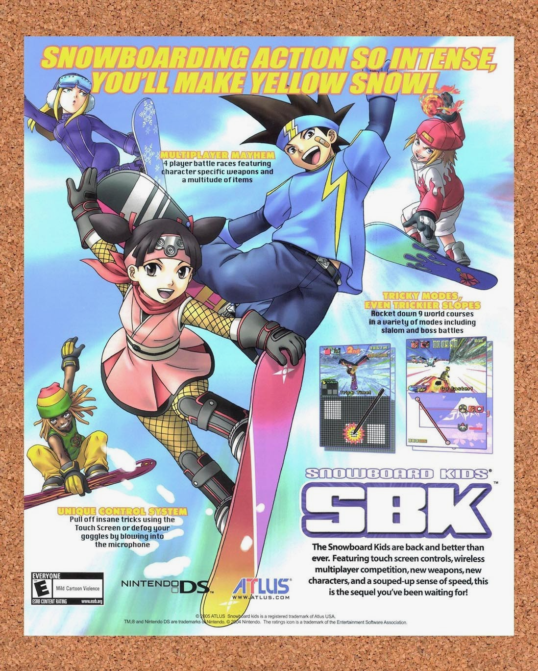 2005 SBK Snowboard Kids Nintendo DS Original Advertisement / Retro Promo v1