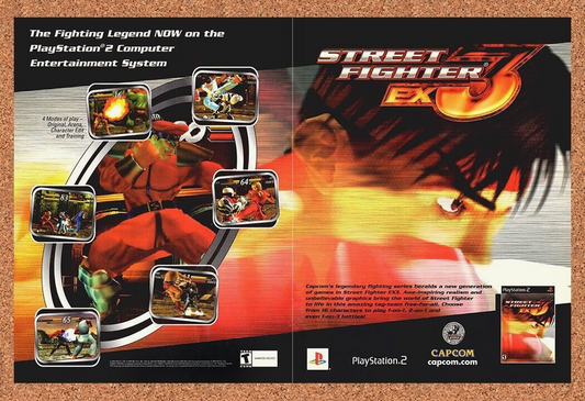 Original 2002 Street Fighter EX3 PS2 Vintage Ad - Video Game Promo Wall Art 2