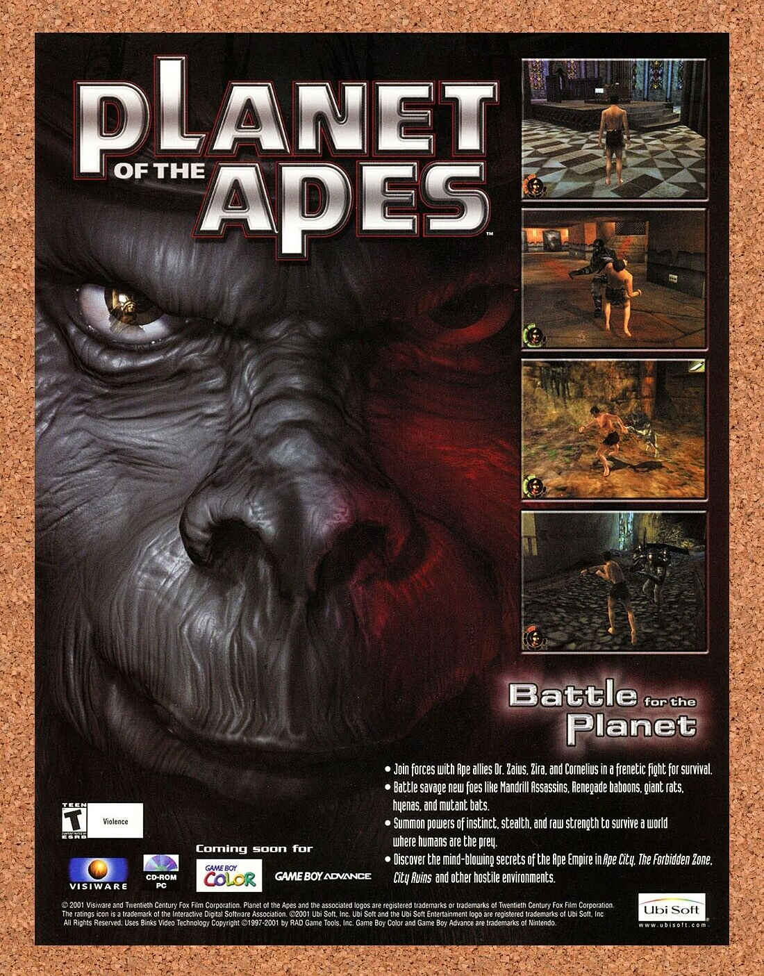 Planet Of The Apes PC Original 2003 Ad Authentic Retro Movie Video Game Promo