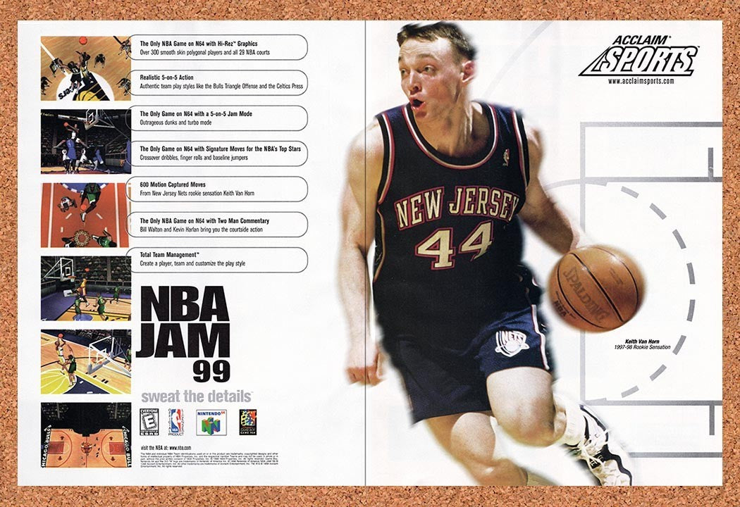 1998 NBA Jam 99 N64 Original Advertisement / Retro Promo v1