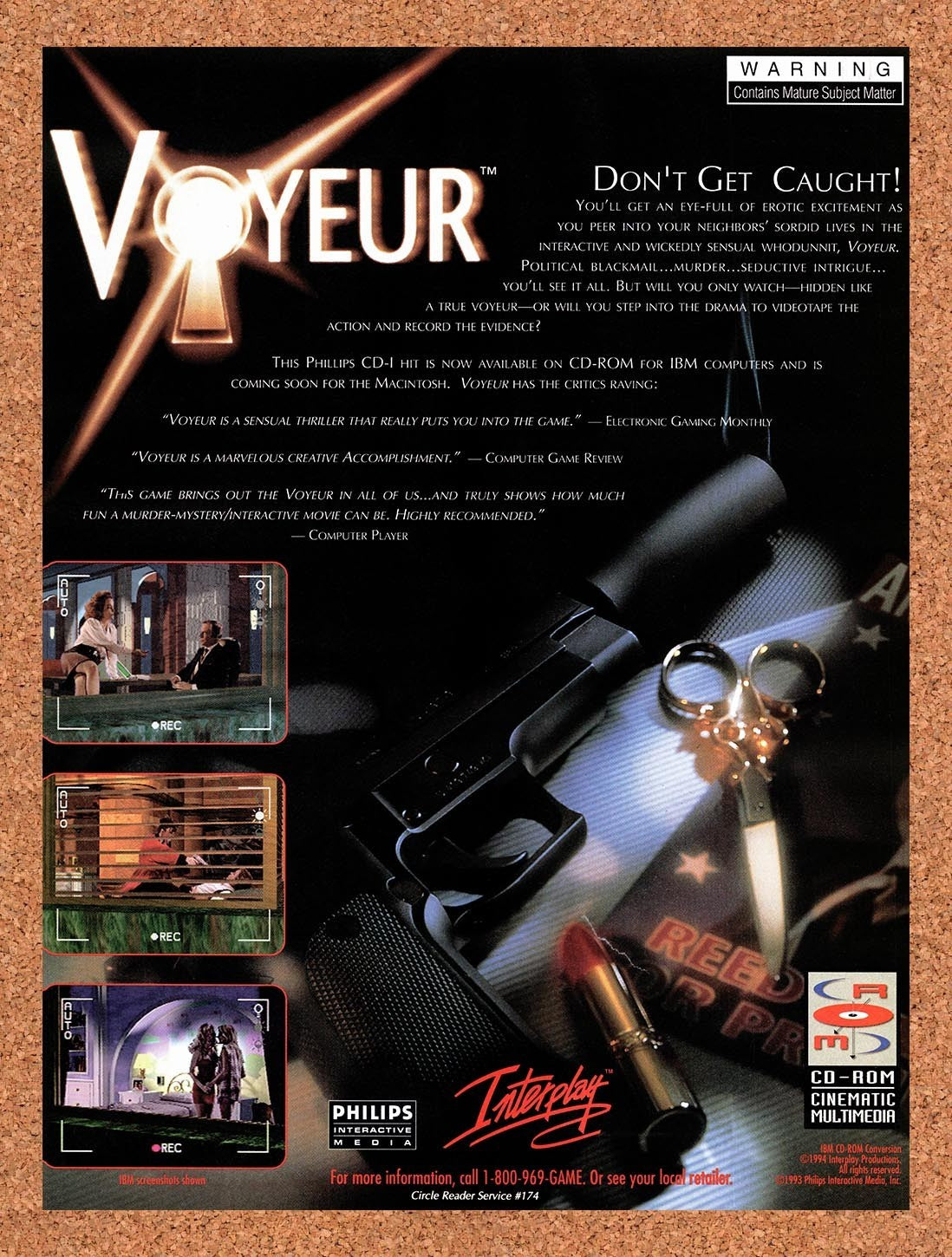1994 Voyeur Adult CD-ROM Original Advertisement / Retro Promo v1