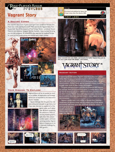 1999 Vagrant Story PS1 Review Original Advertisement / Retro Wall Art v2
