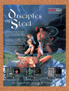 1994 Disciples Of Steel MS-DOS Original Advertisement / Retro Wall Art v1