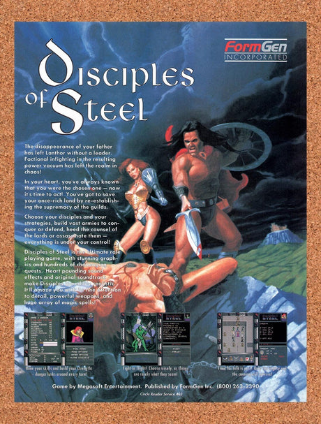 1994 Disciples Of Steel MS-DOS Original Advertisement / Retro Wall Art v1