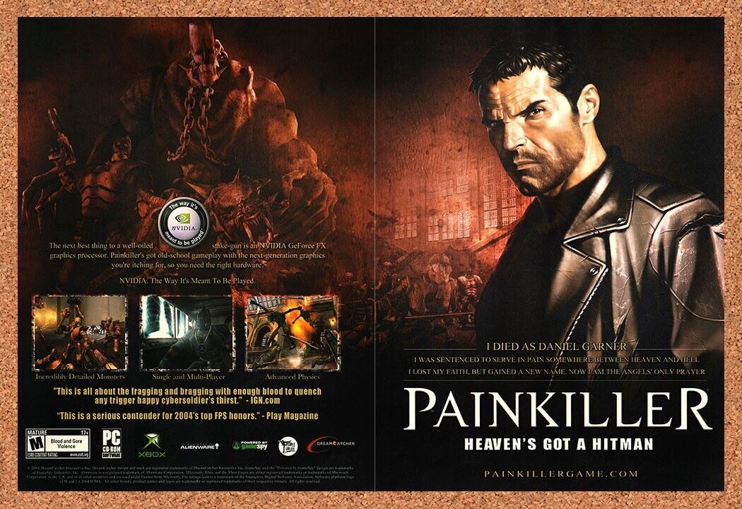 Painkiller Xbox Original 2003 Print Ad Authentic NVidia Video Game Art Promo