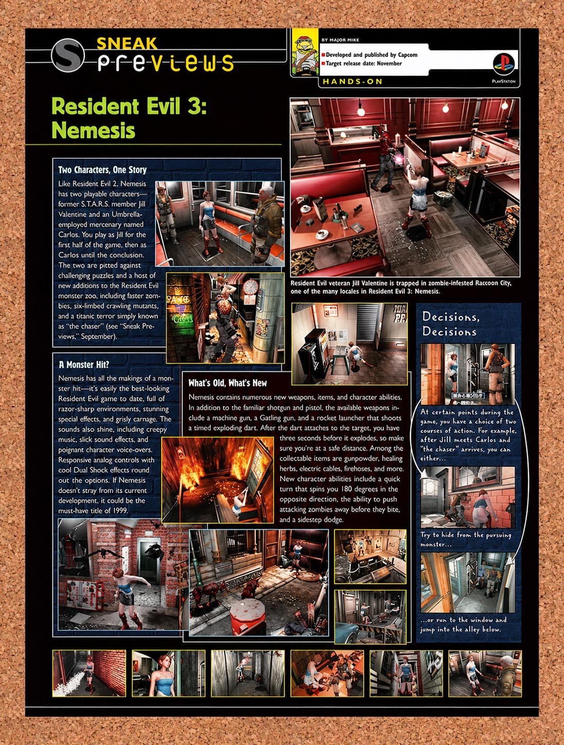 1999 Resident Evil 3 Nemesis PS1 Original Advertisement / Retro Promo vr6