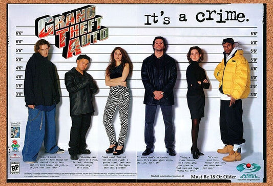 1996 Grand Theft Auto PC Original Advertisement / Retro Wall Art v1