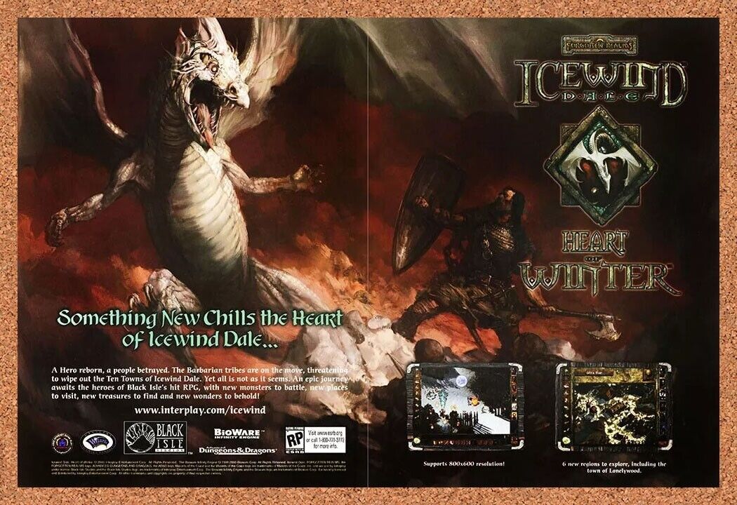 Icewind Dale Heart Of Winter PC Original 2001 Ad Authentic Video Game Promo