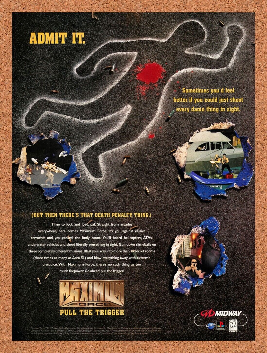 1997 Maximum Force Saturn Original Advertisement / Retro Wall Art v1