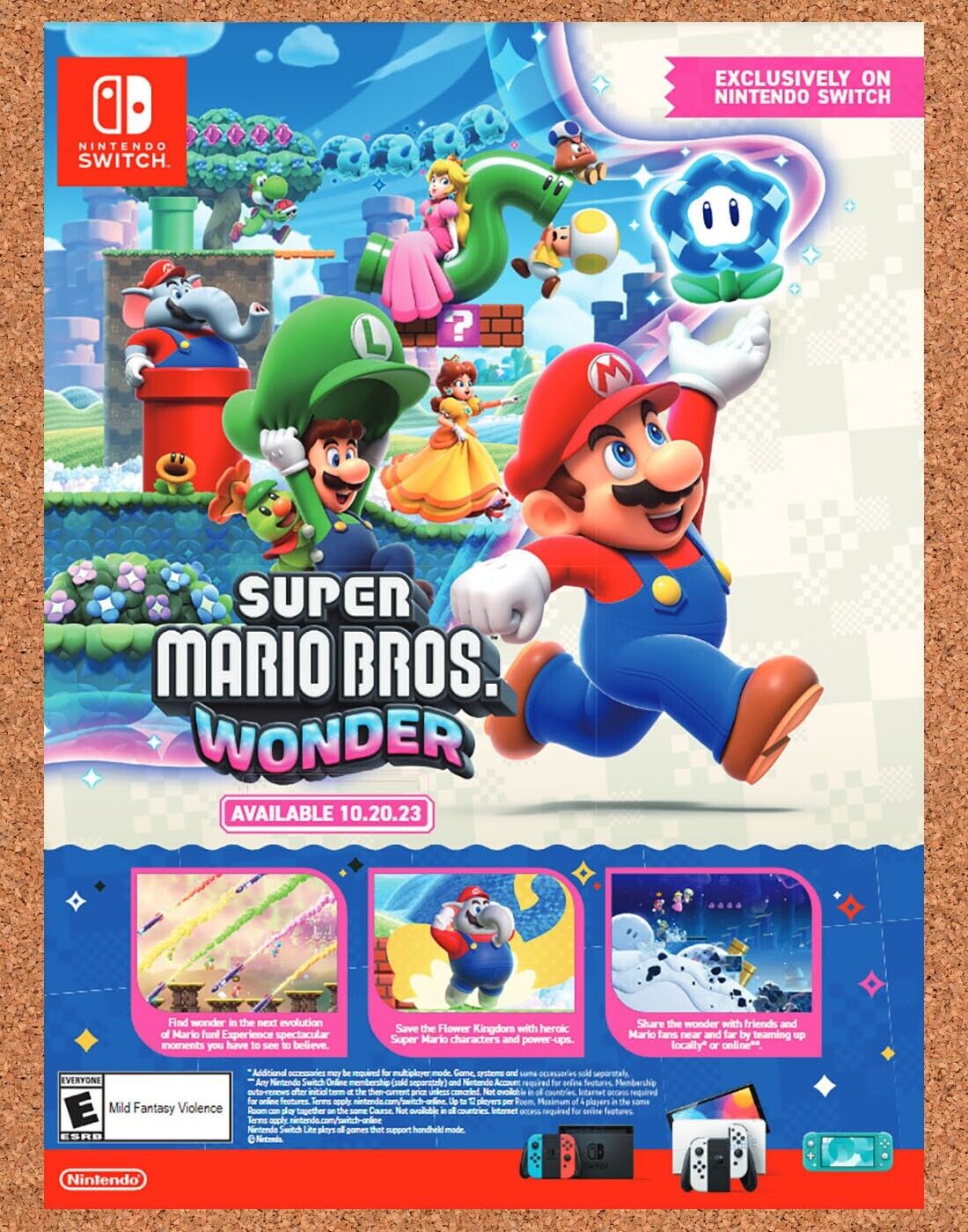 Super Mario Bros Wonder Switch Original 2022 Ad - Video Game Art Promo