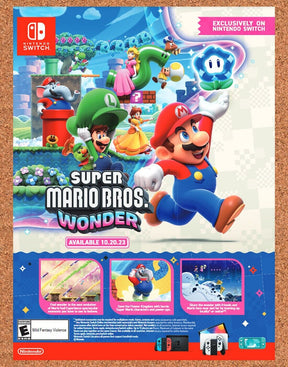 Super Mario Bros Wonder Switch Original 2023 Ad - Video Game Art Promo