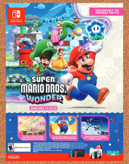 Super Mario Bros Wonder Switch Original 2022 Ad - Video Game Art Promo