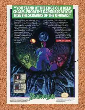 Shadowgate NES Original 1990 Ad Authentic Nintendo Video Game