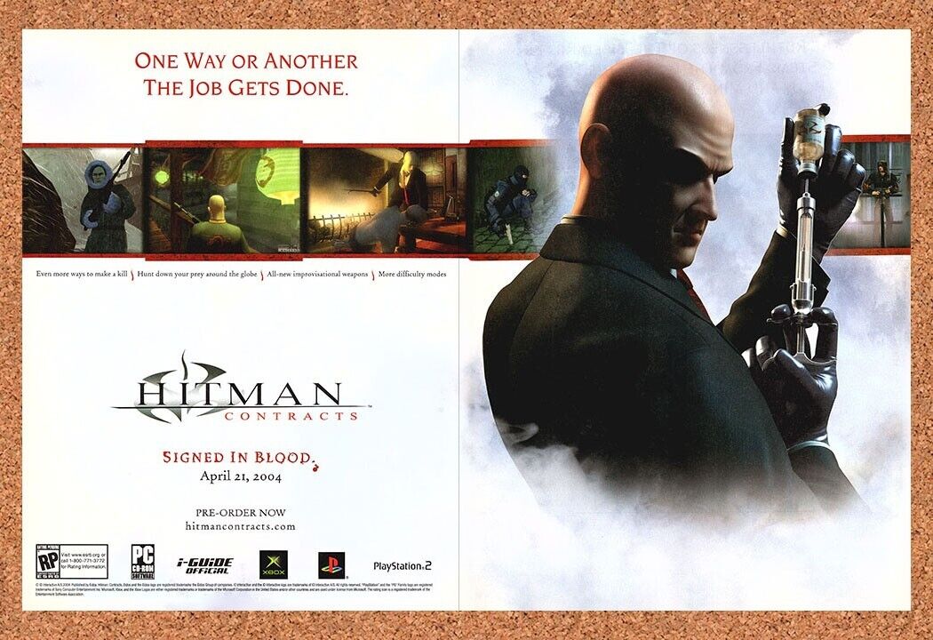 Hitman Contracts PS2 Original 2003 Print Ad Authentic Video Game Art Promo