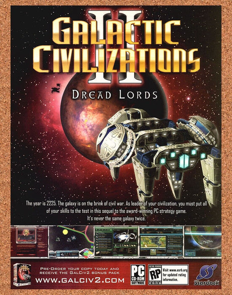 Original 2006 Galactic Civilizations II PC Vintage Ad - Video Game Art Promo
