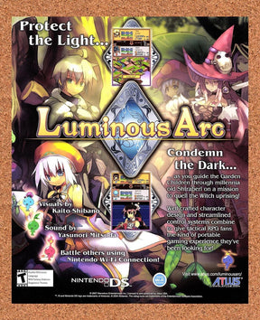 2007 Luminous Arc Nintendo DS Original Advertisement / Retro Promo v1